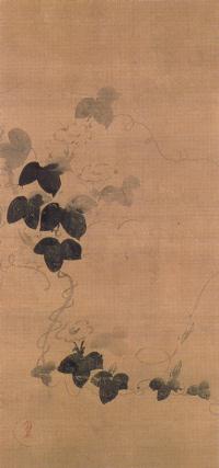 "Morning Glory," hanging scroll, ink on paper, by Ogata Korin. 